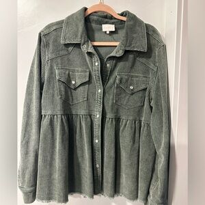 Green Corduroy Entro Button-Up Shirt